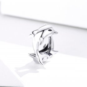Pandora Style Spacer Charm, Dolphins, Enamel - BSC296