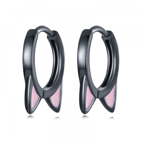 PANDORA Style Black Cat Ears Hoop Earrings - SCE1515