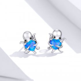 Pandora Style Silver Stud Earrings, Lovely Octopus - SCE881