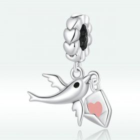PANDORA Style Flying Pigeon Love Letter Dangle Charm - BSC573
