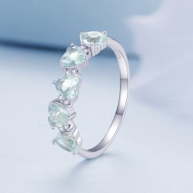 Pandora-style Sea Blue Heart Ring - BSR406