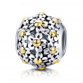 Two Tone Pandora Style Charm, Embrace of The Flowers - SCC717