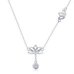 Pandora Style Silver Necklace, Fresh Lotus, Enamel - BSN012