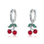 Pandora Style Rose Gold Dangle Earrings, Cherry - SCE905