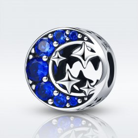 Pandora Style Silver Charm, Star Moon Myth - SCC184