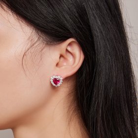 Pandora Style Zircon Love Studs Earrings - SCE1577