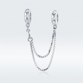 Pandora Style Silver Safety Chain Charm, Simple Chain - SCC1419
