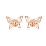 Rose Gold Butterfly Stud Earrings - PANDORA Style - SCE452-C