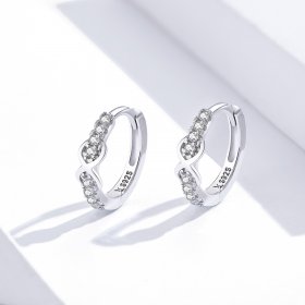 Pandora Style Silver Hoop Earrings, Infinity Symbol - SCE872