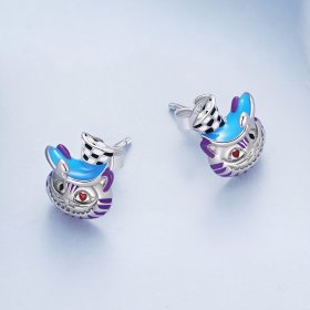 Pandora Style Weird Magician Cat Stud Earrings - BSE823