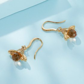 Pandora Style Golden Little Bee Dangle Earrings - SCE149-B