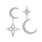 Pandora Style Silver Dangle Earrings, Starlight Moon Sky - BSE050