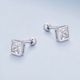 Pandora Style Princess Zirconia Stud Earrings - BSE885-L