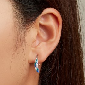 PANDORA Style Dazzling Blue Feather Drop Earrings - BSE707