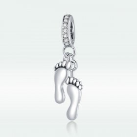 Pandora Style Silver Bangle Charm, Little Feet - SCC1692