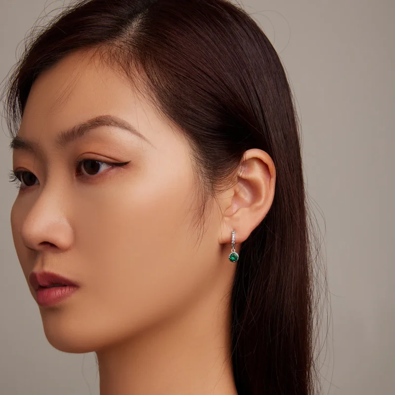 (image for) PANDORA Style Asymmetrical Sun and Moon Hoop Earrings - BSE705 - View 6