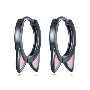 (image for) PANDORA Style Black Cat Ears Hoop Earrings - SCE1515