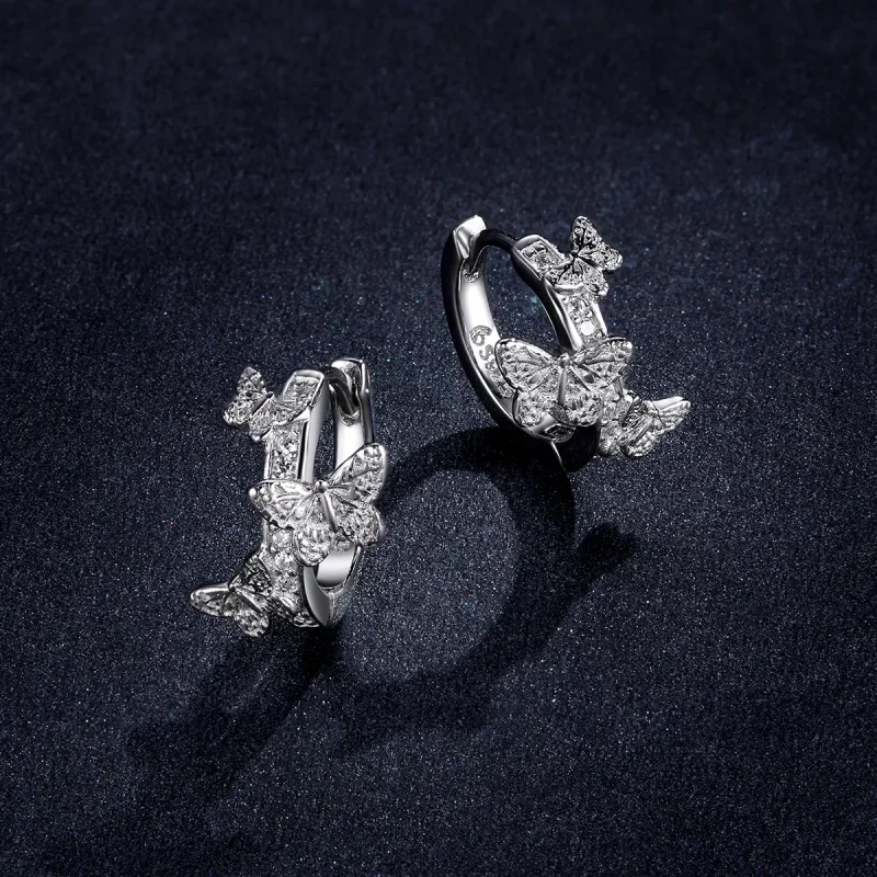 (image for) PANDORA Style Butterflies Flying Hoop Earrings - BSE445 - View 5