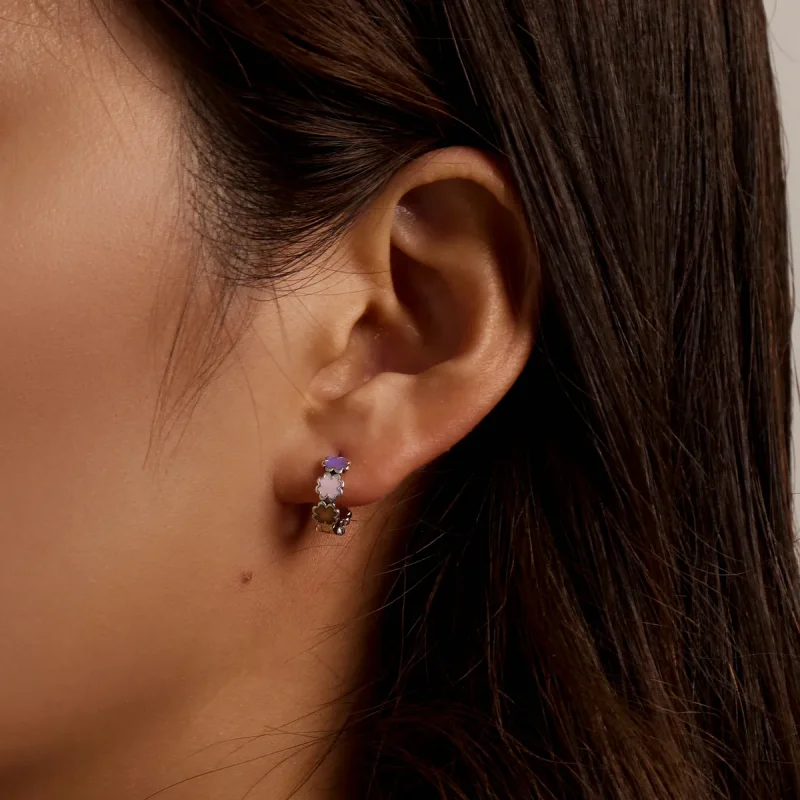 (image for) PANDORA Style Colorful Clover Hoop Earrings - SCE1343 - View 6