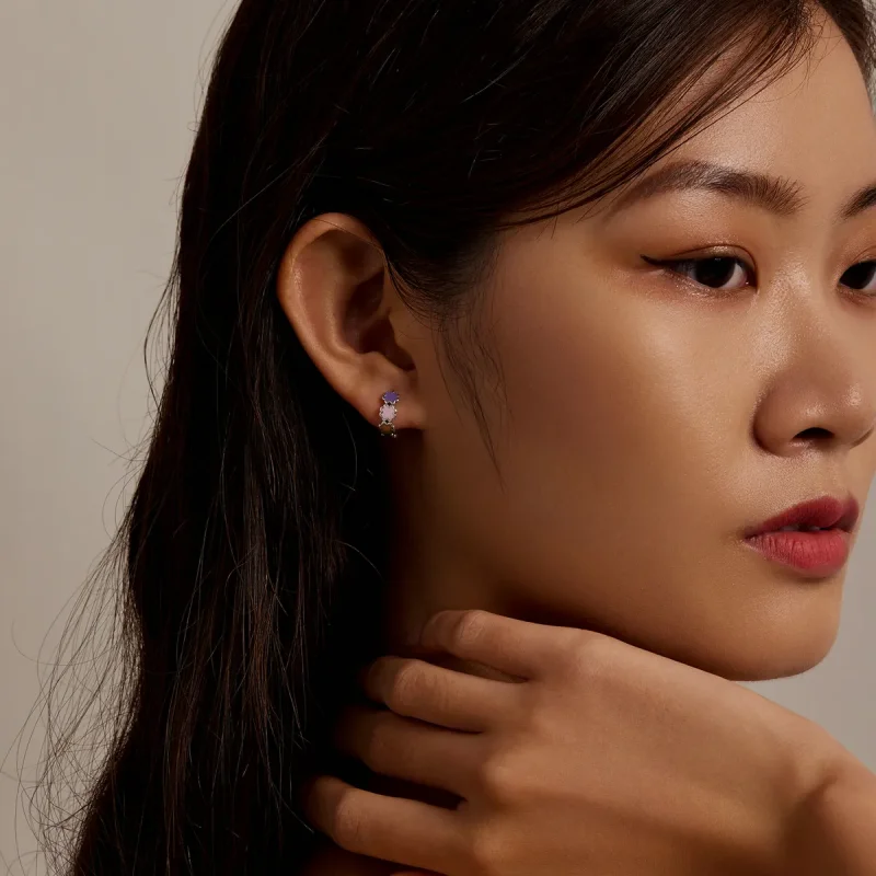 (image for) PANDORA Style Colorful Clover Hoop Earrings - SCE1343 - View 7