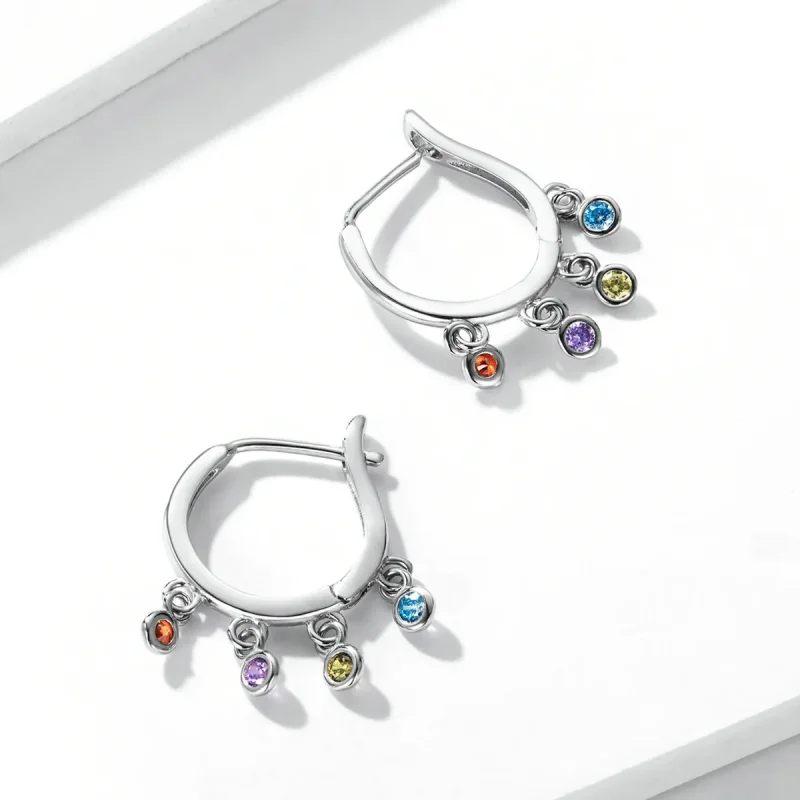 (image for) PANDORA Style Colorful Hand Bell Hoop Earrings - BSE554 - View 2