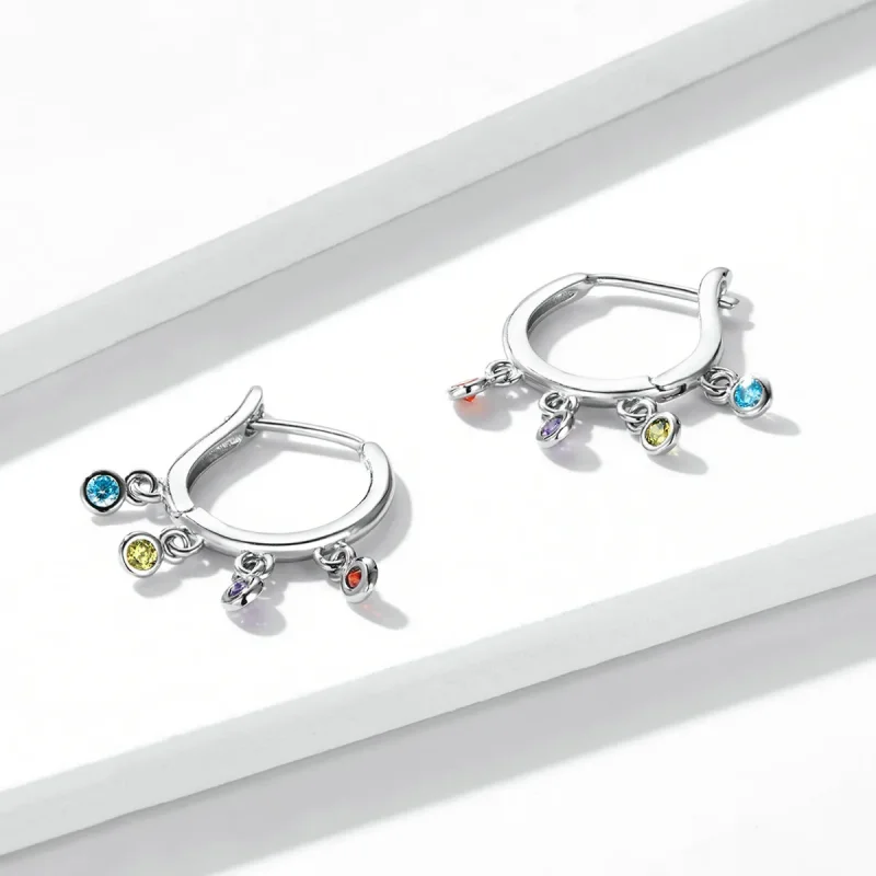 (image for) PANDORA Style Colorful Hand Bell Hoop Earrings - BSE554 - View 4