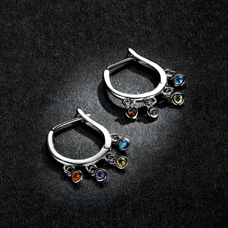 (image for) PANDORA Style Colorful Hand Bell Hoop Earrings - BSE554 - View 5