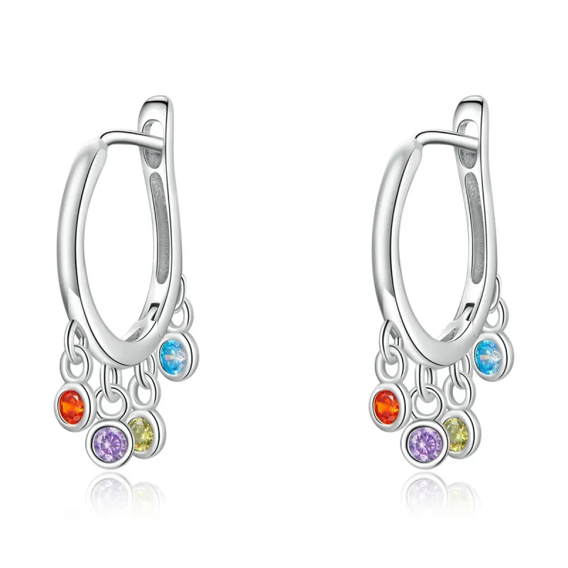 (image for) PANDORA Style Colorful Hand Bell Hoop Earrings - BSE554 - Product Image