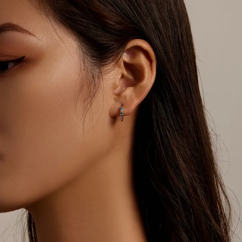 (image for) PANDORA Style Colorful Zircon Hoop Earrings - BSE576 - View 7