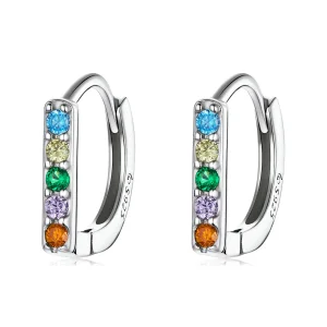 (image for) PANDORA Style Colorful Zircon Hoop Earrings - BSE576