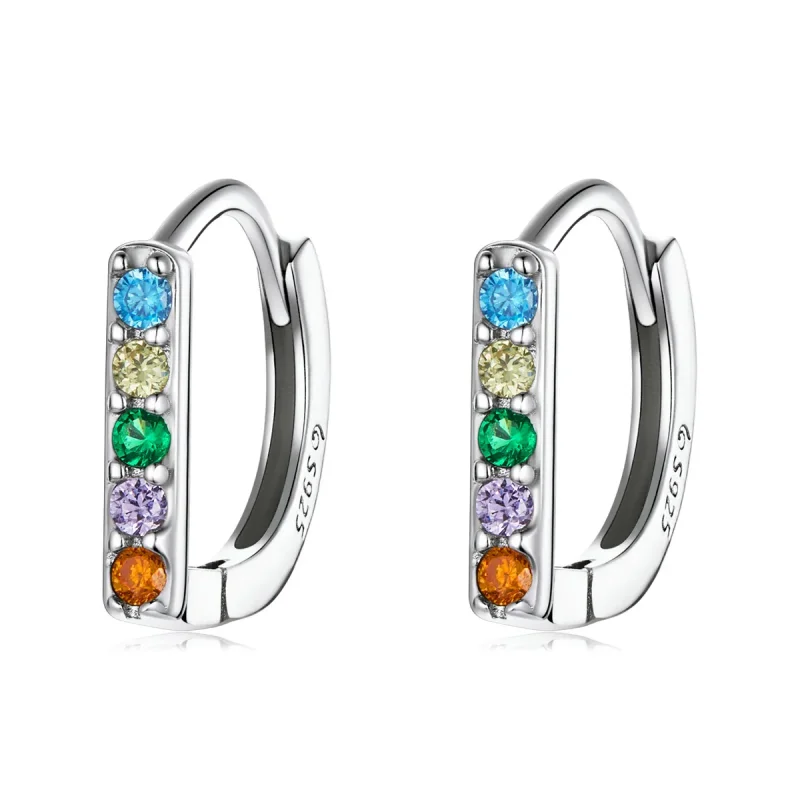(image for) PANDORA Style Colorful Zircon Hoop Earrings - BSE576 - Product Image