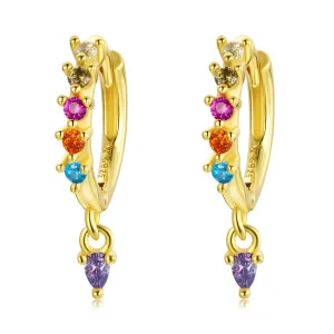 (image for) PANDORA Style Colorful Zircon - Water Drop Hoop Earrings - SCE1209