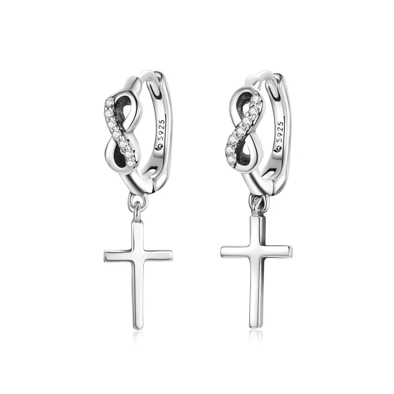 (image for) PANDORA Style Creative Cross Hoop Earrings - BSE474 - Product Image
