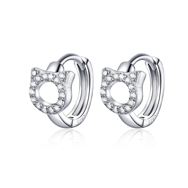 (image for) PANDORA Style Cute Cat Hoop Earrings - BSE171 - Product Image