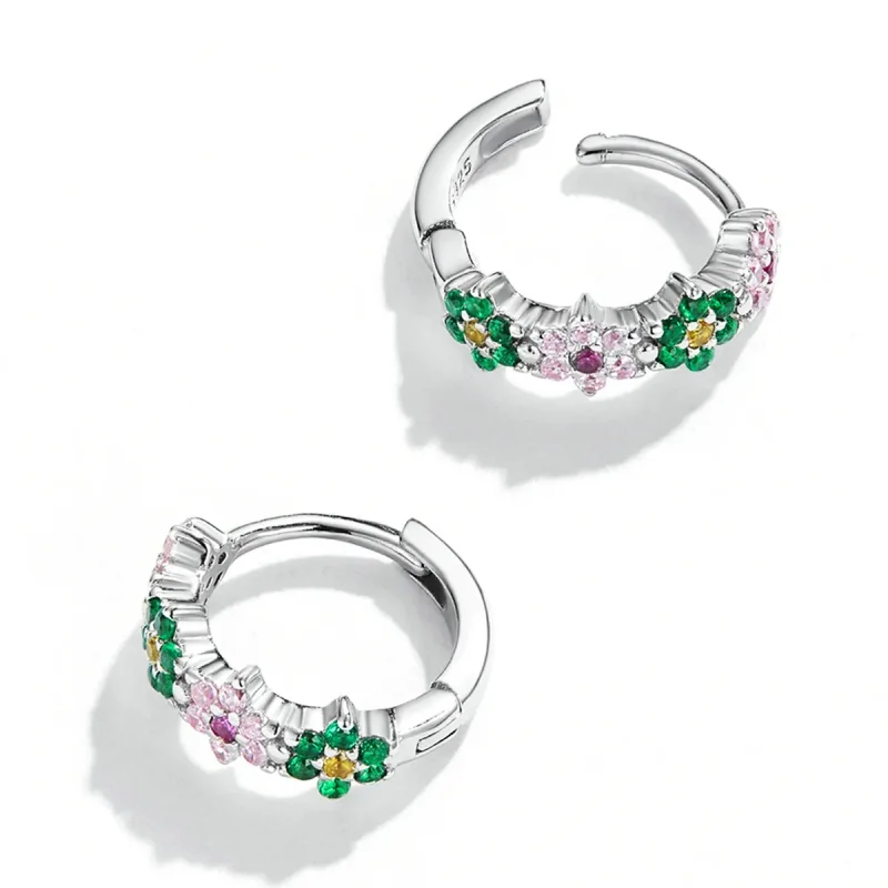 (image for) PANDORA Style Delicate Flowers Hoop Earrings - SCE1320 - View 4