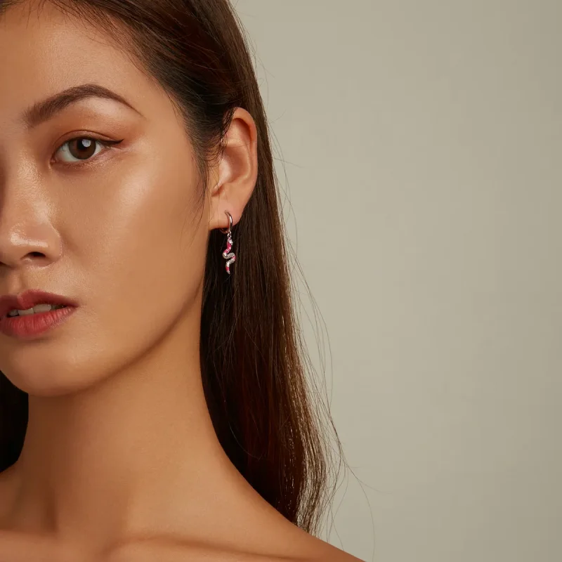 (image for) PANDORA Style Delicate Spirit Serpent Hoop Earrings - BSE577 - View 6