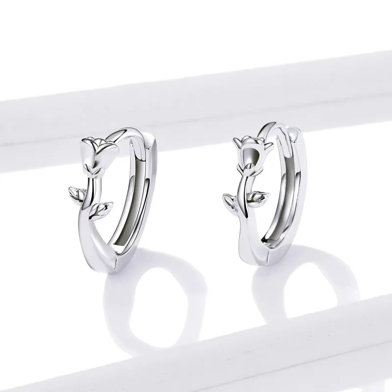 (image for) PANDORA Style Elegant Rose Hoop Earrings - BSE442 - View 3