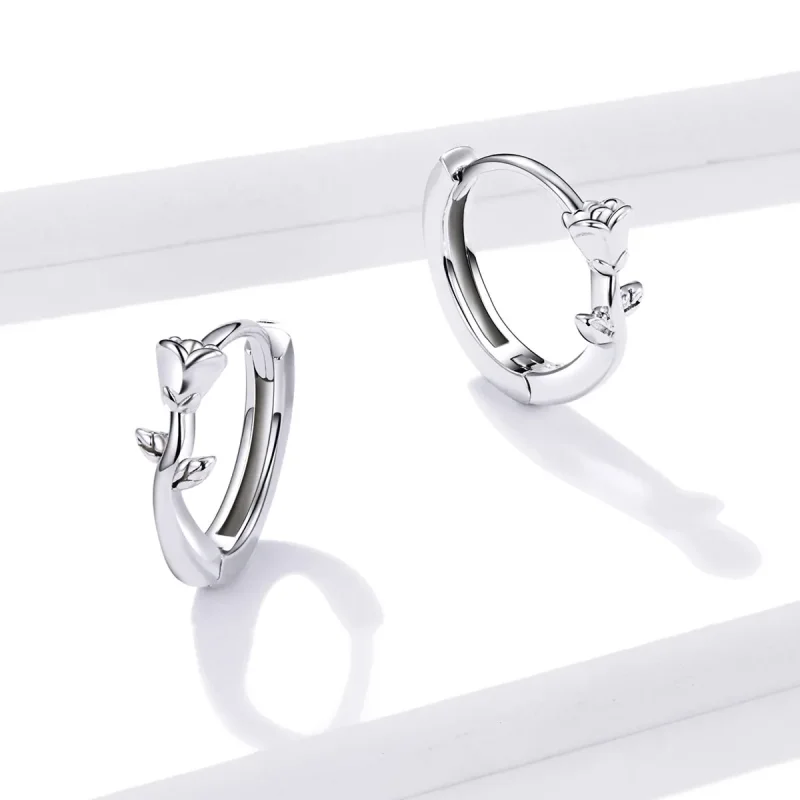 (image for) PANDORA Style Elegant Rose Hoop Earrings - BSE442 - View 4