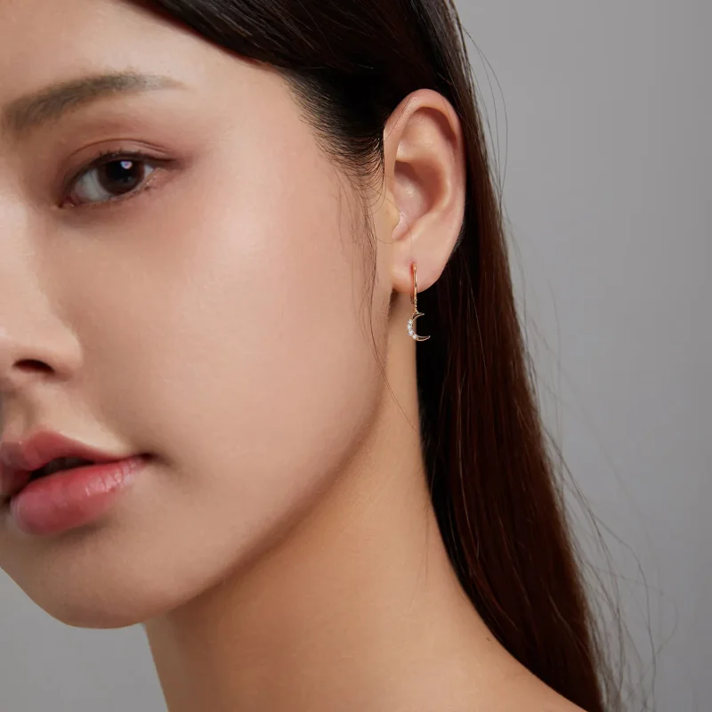 (image for) PANDORA Style Golden Moon Hoop Earrings - SCE1267 - View 5