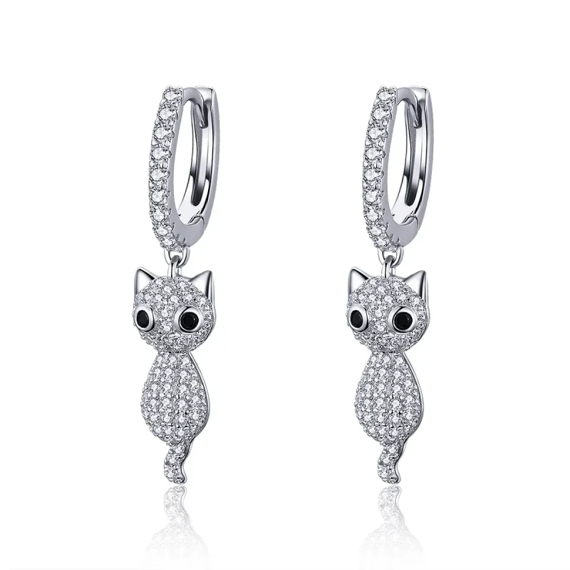 (image for) PANDORA Style Happy Cat Hoop Earrings - SCE519 - Product Image