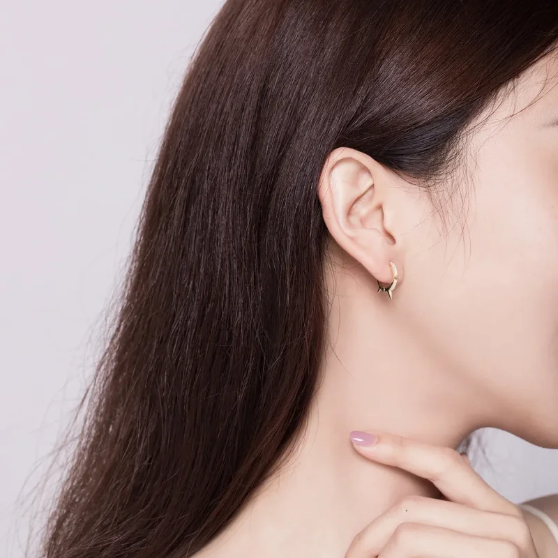 (image for) PANDORA Style Irregular Geometry Hoop Earrings - BSE168 - View 6