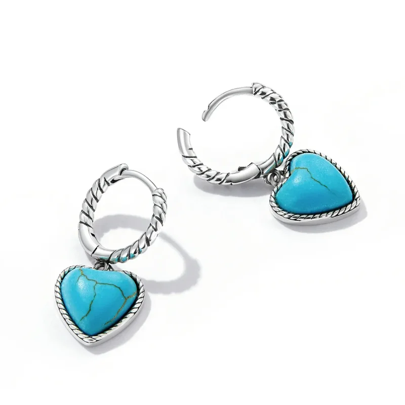 (image for) PANDORA Style Love Turquoise Hoop Earrings - BSE589 - View 4