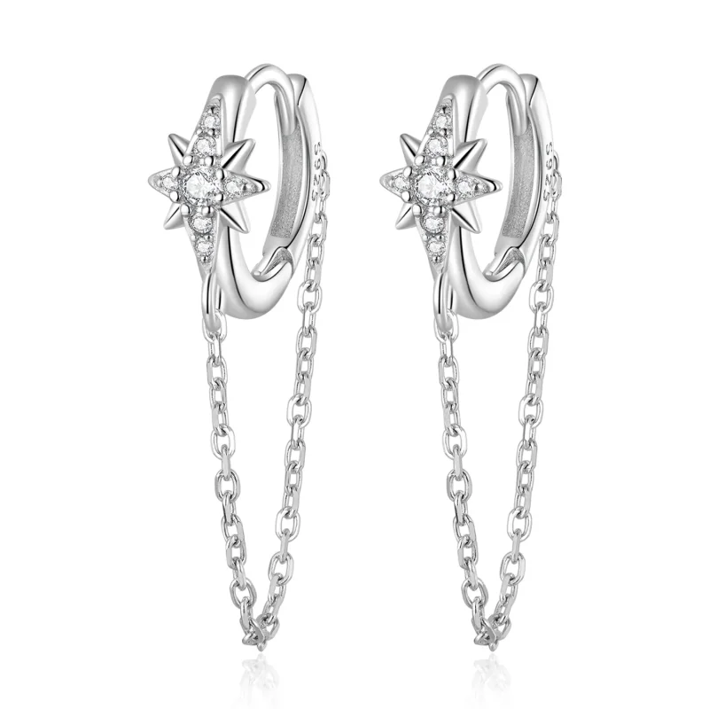 (image for) PANDORA Style Mans Star Hoop Earrings - BSE699 - Product Image
