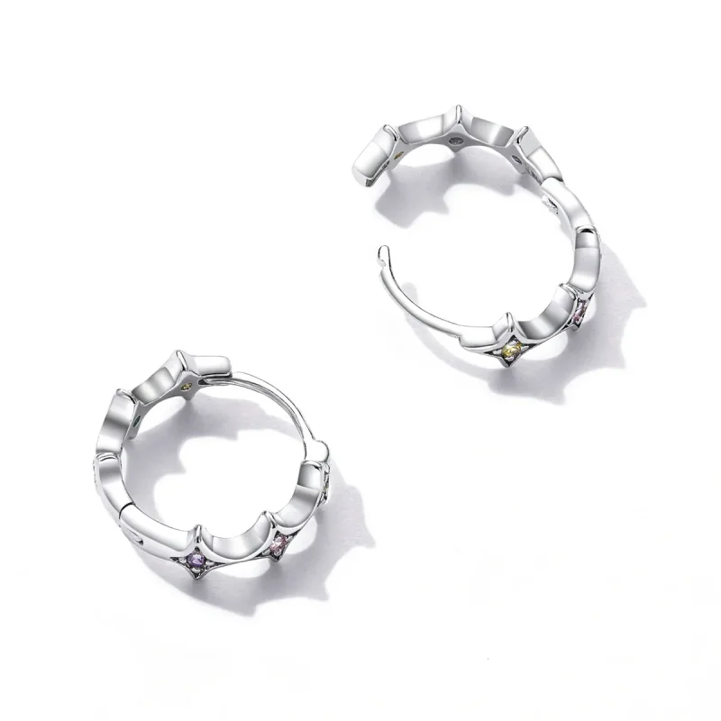 (image for) PANDORA Style Mans Star Hoop Earrings - SCE1389 - View 4