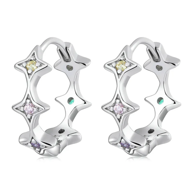 (image for) PANDORA Style Mans Star Hoop Earrings - SCE1389 - Product Image