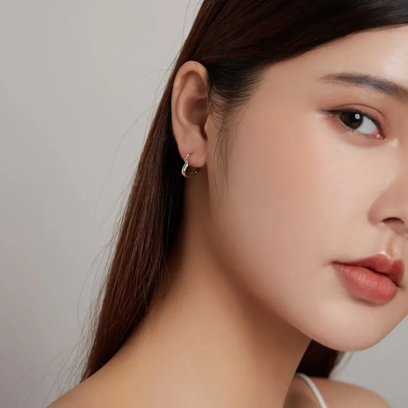 (image for) PANDORA Style Metal Heart Hoop Earrings - SCE1174-A - View 5