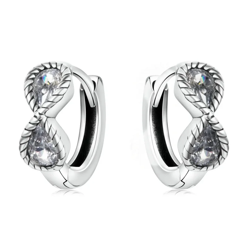 (image for) PANDORA Style Minimalistic Infinity Symbol Hoop Earrings - BSE538 - Product Image