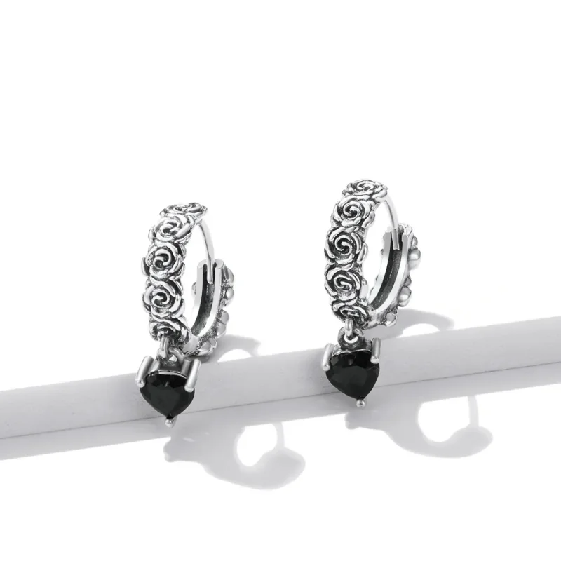 (image for) PANDORA Style Night Rose Hoop Earrings - BSE535 - View 3