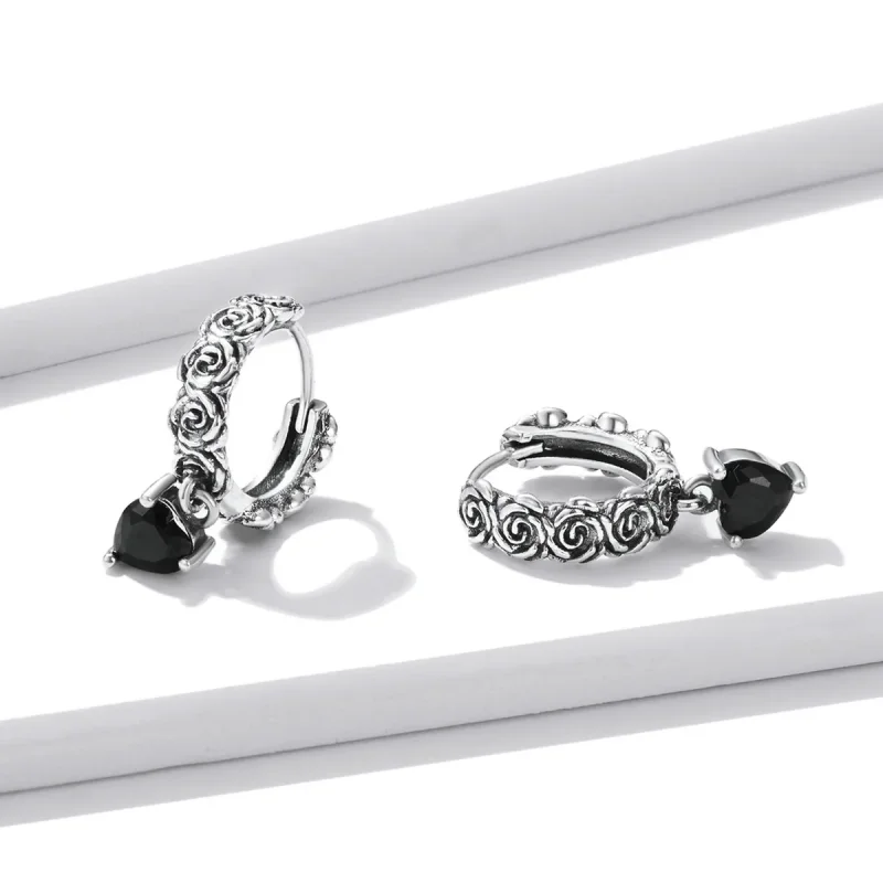 (image for) PANDORA Style Night Rose Hoop Earrings - BSE535 - View 4