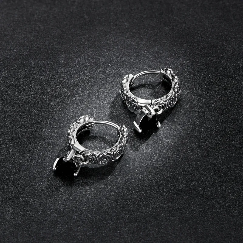 (image for) PANDORA Style Night Rose Hoop Earrings - BSE535 - View 5